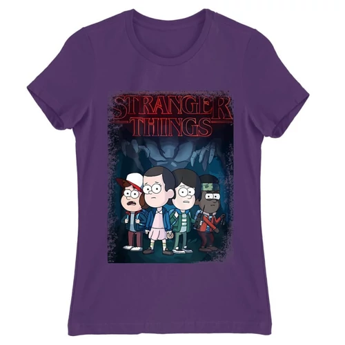 Sötétlila Stranger Things női rövid ujjú póló - Stranger Gravity Falls