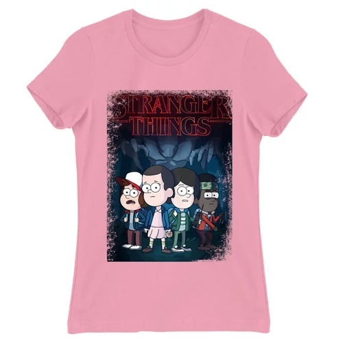 Világos rózsaszín Stranger Things női rövid ujjú póló - Stranger Gravity Falls