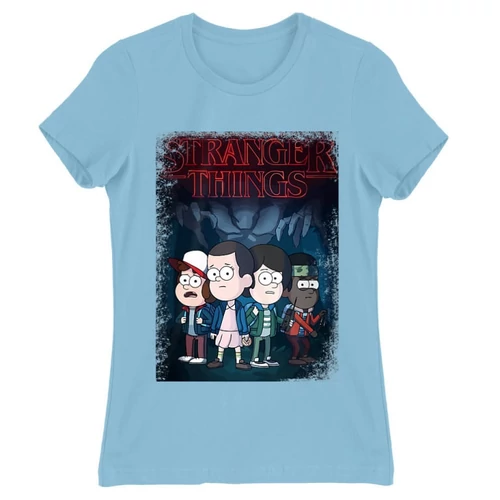 Világoskék Stranger Things női rövid ujjú póló - Stranger Gravity Falls