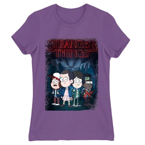 Világoslila Stranger Things női rövid ujjú póló - Stranger Gravity Falls