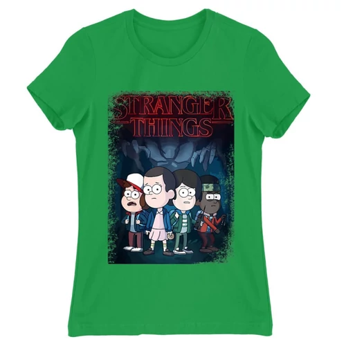 Zöld Stranger Things női rövid ujjú póló - Stranger Gravity Falls
