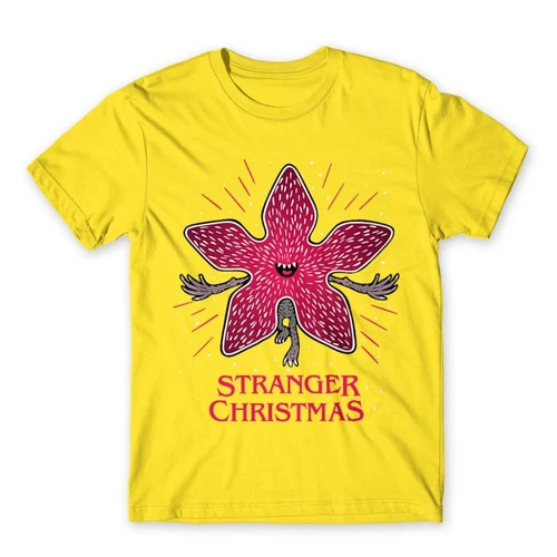 Citromsárga Stranger Things férfi rövid ujjú póló - Stranger Christmas