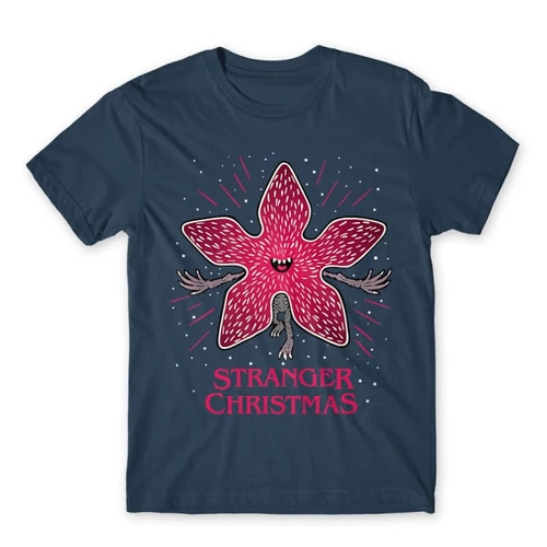 Denim Stranger Things férfi rövid ujjú póló - Stranger Christmas