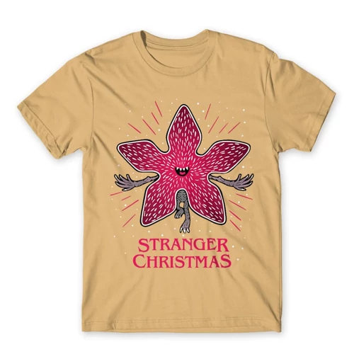 Homok Stranger Things férfi rövid ujjú póló - Stranger Christmas