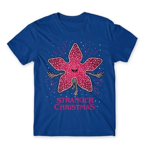 Királykék Stranger Things férfi rövid ujjú póló - Stranger Christmas
