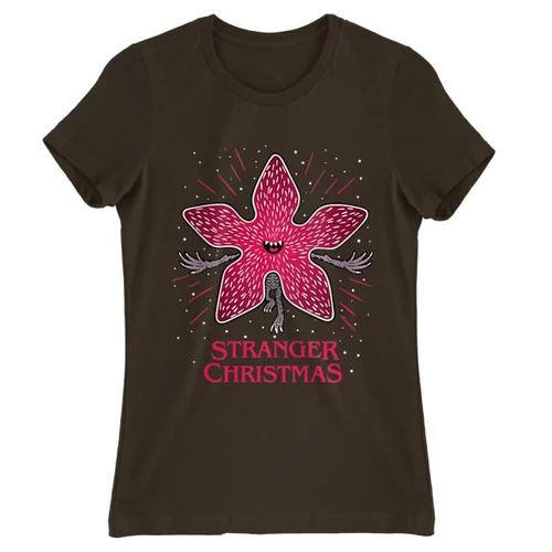 Barna Stranger Things női rövid ujjú póló - Stranger Christmas