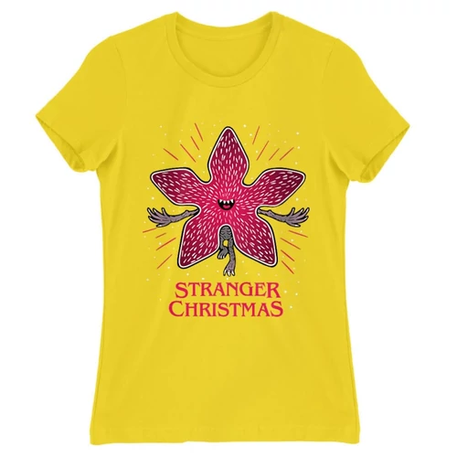 Citromsárga Stranger Things női rövid ujjú póló - Stranger Christmas