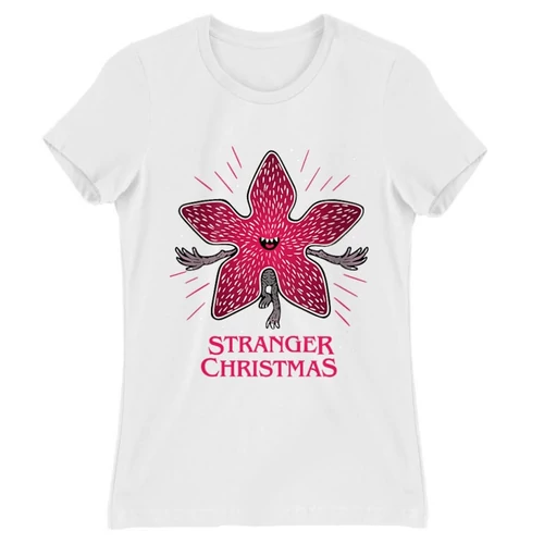 Fehér Stranger Things női rövid ujjú póló - Stranger Christmas
