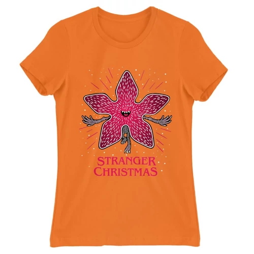 Narancs Stranger Things női rövid ujjú póló - Stranger Christmas