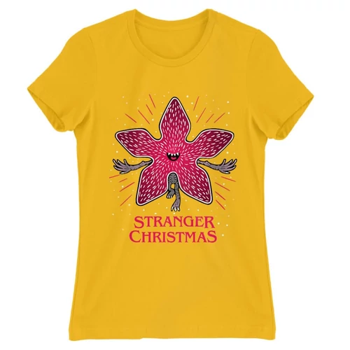 Sárga Stranger Things női rövid ujjú póló - Stranger Christmas