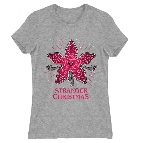 Sportszürke Stranger Things női rövid ujjú póló - Stranger Christmas