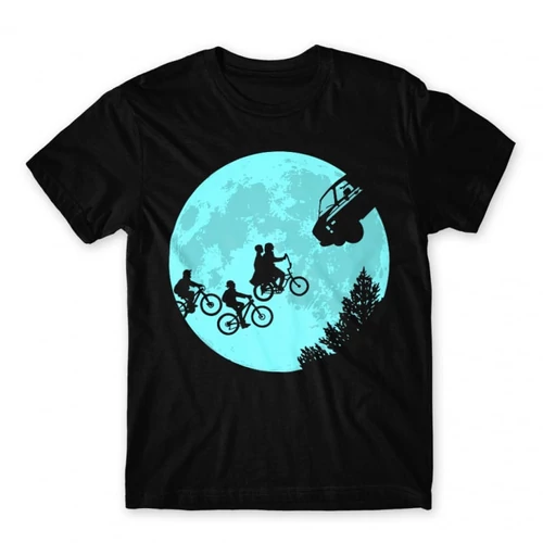 Fekete Stranger Things férfi rövid ujjú póló - Stranger Moon