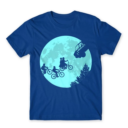 Királykék Stranger Things férfi rövid ujjú póló - Stranger Moon