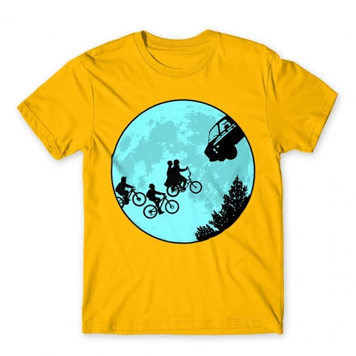 Sárga Stranger Things férfi rövid ujjú póló - Stranger Moon