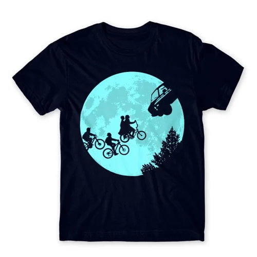 Sötétkék Stranger Things férfi rövid ujjú póló - Stranger Moon