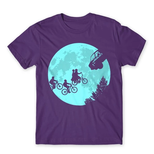 Sötétlila Stranger Things férfi rövid ujjú póló - Stranger Moon