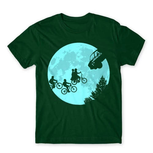 Sötétzöld Stranger Things férfi rövid ujjú póló - Stranger Moon