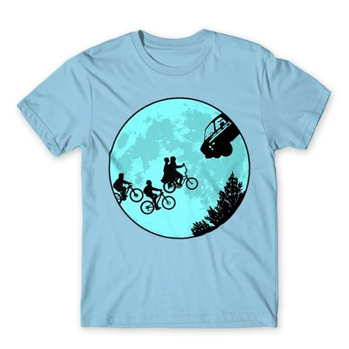 Világoskék Stranger Things férfi rövid ujjú póló - Stranger Moon