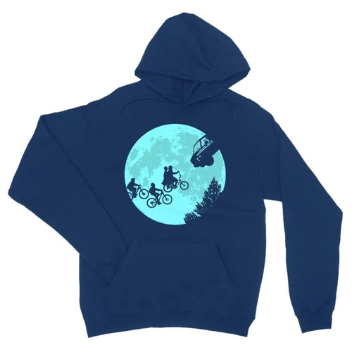 Királykék Stranger Things unisex kapucnis pulóver - Stranger Moon