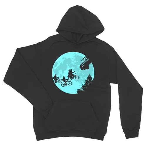 Sötétszürke Stranger Things unisex kapucnis pulóver - Stranger Moon