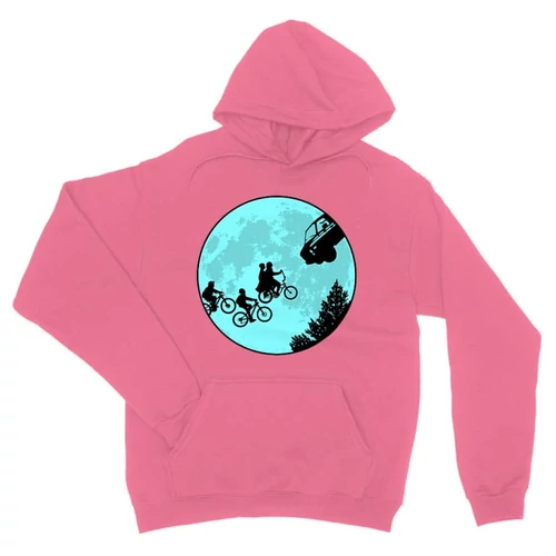 Világos rózsaszín Stranger Things unisex kapucnis pulóver - Stranger Moon