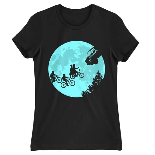 Fekete Stranger Things női rövid ujjú póló - Stranger Moon
