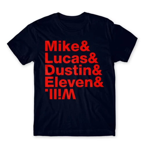 Sötétkék Stranger Things férfi rövid ujjú póló - Stranger Names