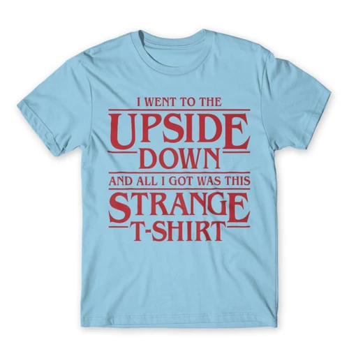 Világoskék Stranger Things férfi rövid ujjú póló - Stranger T-shirt