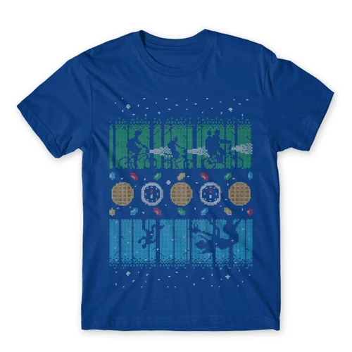 Királykék Stranger Things férfi rövid ujjú póló - Stranger Sweater