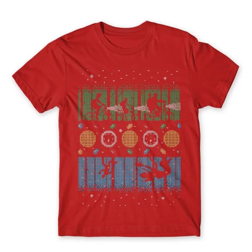 Piros Stranger Things férfi rövid ujjú póló - Stranger Sweater