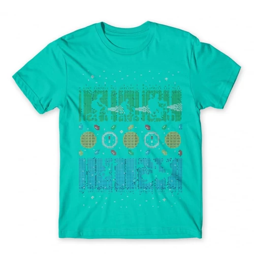 Türkiz Stranger Things férfi rövid ujjú póló - Stranger Sweater