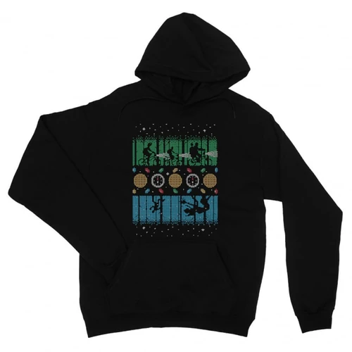 Fekete Stranger Things unisex kapucnis pulóver - Stranger Sweater