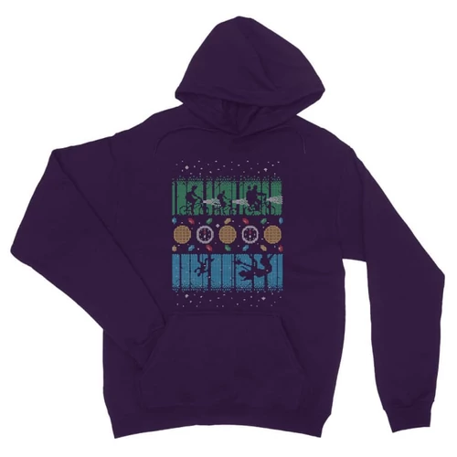 Sötétlila Stranger Things unisex kapucnis pulóver - Stranger Sweater
