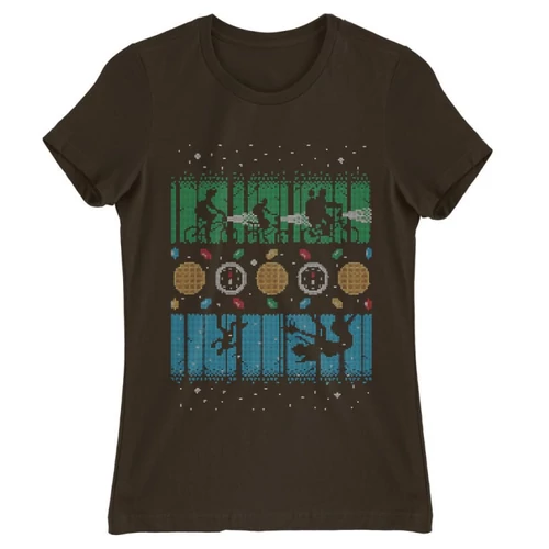 Barna Stranger Things női rövid ujjú póló - Stranger Sweater