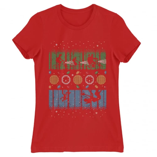 Piros Stranger Things női rövid ujjú póló - Stranger Sweater