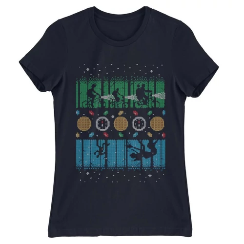 Sötétkék Stranger Things női rövid ujjú póló - Stranger Sweater