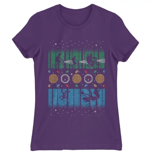 Sötétlila Stranger Things női rövid ujjú póló - Stranger Sweater