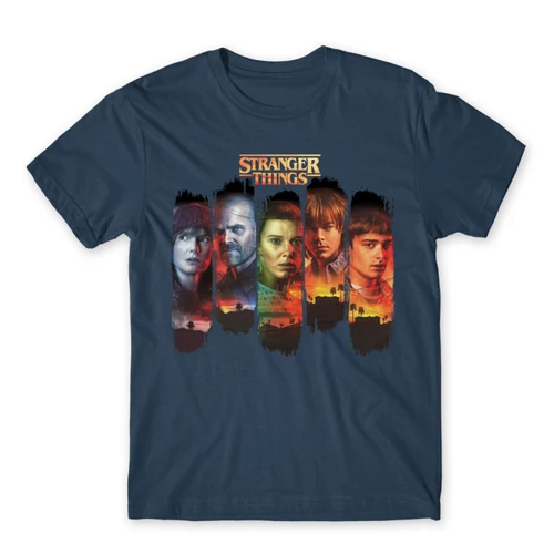Denim Stranger Things férfi rövid ujjú póló - Stripes