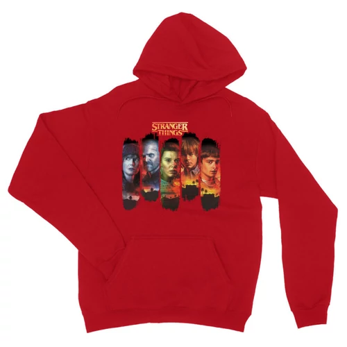 Piros Stranger Things unisex kapucnis pulóver - Stripes