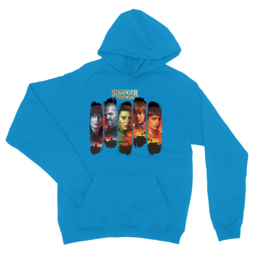 Zafírkék Stranger Things unisex kapucnis pulóver - Stripes