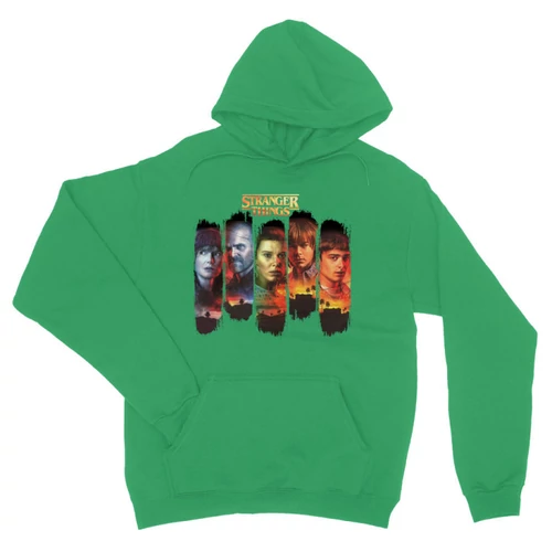 Zöld Stranger Things unisex kapucnis pulóver - Stripes