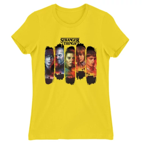 Citromsárga Stranger Things női rövid ujjú póló - Stripes