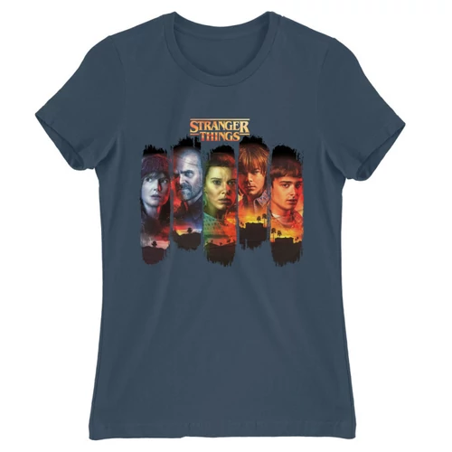 Denim Stranger Things női rövid ujjú póló - Stripes