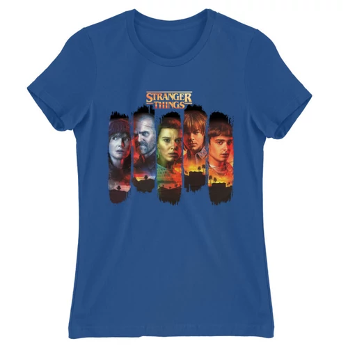 Királykék Stranger Things női rövid ujjú póló - Stripes