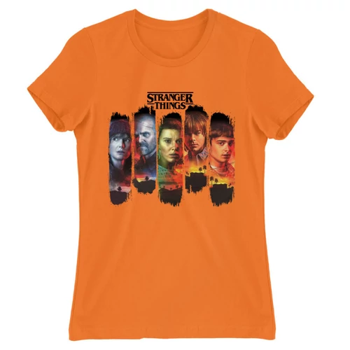 Narancs Stranger Things női rövid ujjú póló - Stripes