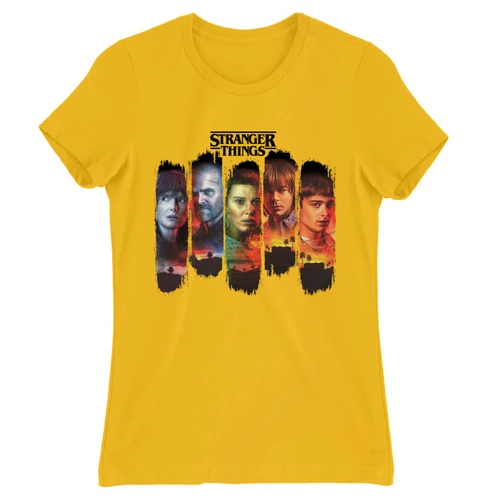 Sárga Stranger Things női rövid ujjú póló - Stripes