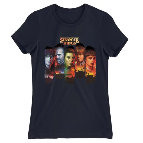 Sötétkék Stranger Things női rövid ujjú póló - Stripes