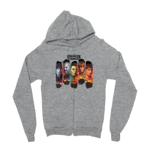 Sportszürke Stranger Things zipzáros pulóver - Stripes