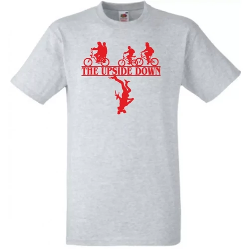 Szürke Stranger Things férfi rövid ujjú póló - The Upside Down