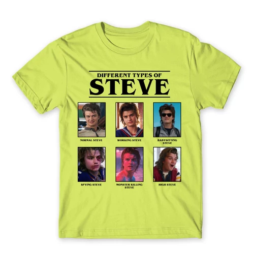 Almazöld Stranger Things férfi rövid ujjú póló - Types of Steve